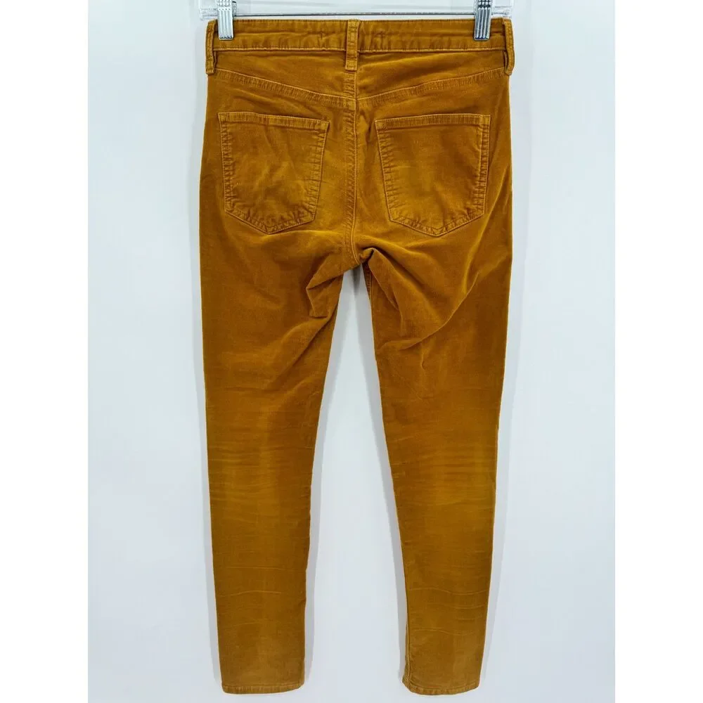 COMPTOIR DES COTONNIERS Burnt Yellow Velvet Skinny Pants Size 24